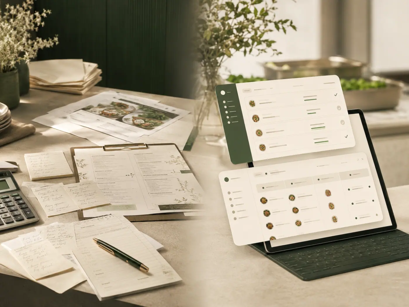 Catering administration before and after a digital flow for quotes, orders and kitchen prep